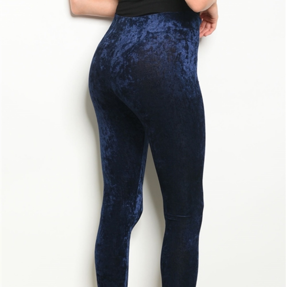 NAVY VELVET LEGGING - Picture 3 of 4